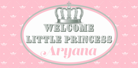 Silver and Pink Royal Little Princess Baby Custom Banner