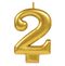 Metallic Gold Numeral 2 Candle