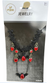 Black Bat Choker Necklace with Red Jewels