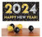 2024 New Year's Horizontal Banner - Black, Silver, Gold