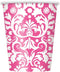 Pink Damask Cup 9oz 8ct.