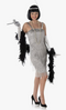 ROARING 20S 1920 SILVER FLAPPER DRESS WOMEN'S COSTUME MEDIUM 10-12