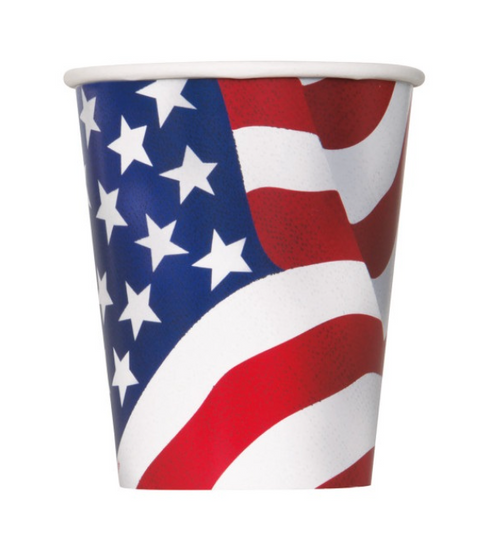 USA Flag 9oz Paper Cups 8ct.