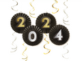 2024 New Year's Fan & Swirl Decorating Kit - Black, Silver, Gold