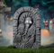 2 Ft. Gray Plastic Skeleton Tombstone with Moving Eyes Halloween Decoration