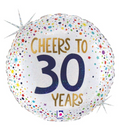 18" CHEERS TO 30 YEARS BALLOON HOLO -PKG