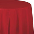 Classic Red Plastic Octy-Round Tablecover 82"