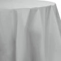 Shimmering Silver Plastic Octy-Round Tablecover 82"