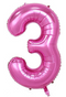 34" Pink Number 3 Balloon