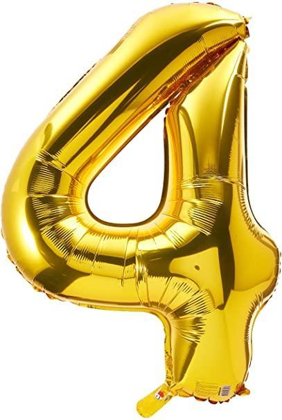 34" Gold Number 4 Balloon