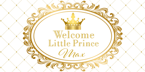 White and Gold Royal Baby Custom Banner