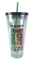 32oz Happy Juneteenth Acrylic Tumbler Glass with Straw