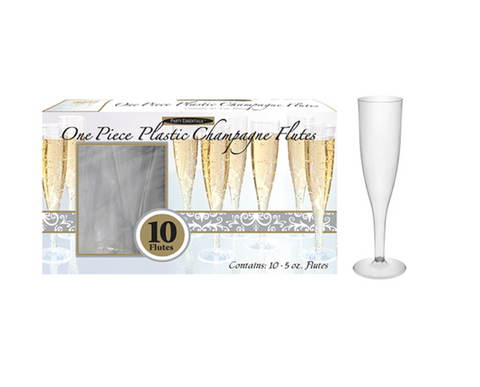 5oz Clear Plastic Champagne Flutes 10ct.