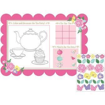 Floral Tea Party Activity Placemats 8ct