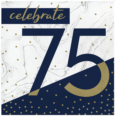 Navy & Gold Milestone 75th Lunch Napkins 16ct.