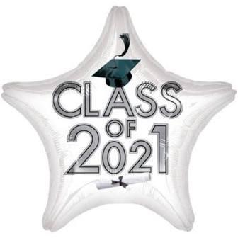 18" Class of 2021 White Balloon