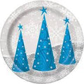 SILVER SNOWFLAKE CHRISTMAS 7IN PLATES 8CT