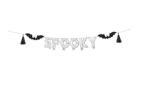 Spooky Halloween Foil Letter Balloon Banner Kit with Foil Tassels & Bat