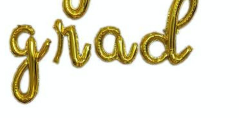 14" Gold Grad Phrase Balloon AirFilled only #498