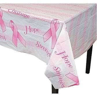 Breast Cancer Pink Ribbon Plastic Table Cover