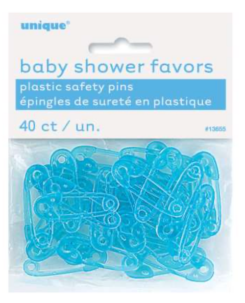40 BABY PIN BLUE PLASTIC FAVORS