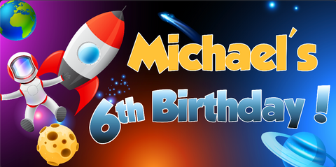 Space Party Birthday Custom Banner