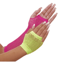 Adult Female Neon Fingerless Fishnet Gloves