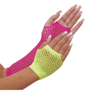 Adult Female Neon Fingerless Fishnet Gloves