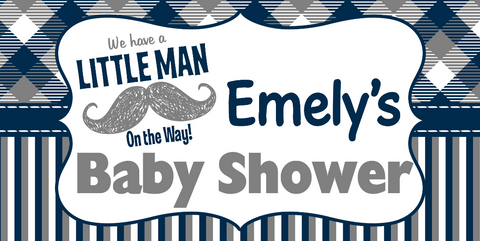 Vintage Mustache Baby Shower Custom Banner
