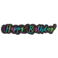 Neon Script Happy Birthday Giant Jointed Banner  4.5 ft.