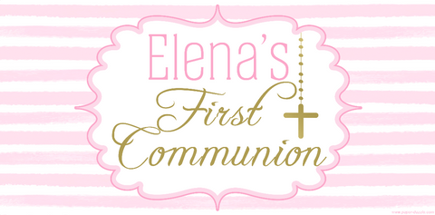 Striped Pink and White Communion Custom Banner
