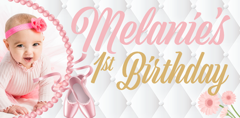 Pink Ballerina Birthday Custom Banner