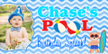 Blue Chevron Pool Birthday Custom Banner