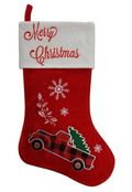 Christmas 19" Embroider Stocking With Truck Design