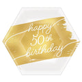 Golden Age 50th Birthday 7" Hexagon Metallic Plates 8ct