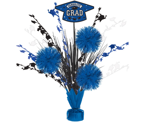 Grad Tinsel Burst Centerpiece - Royal Blue