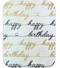Happy Bday Script Black/Gold Non-Shed Glitter 24"x50' gift wrap