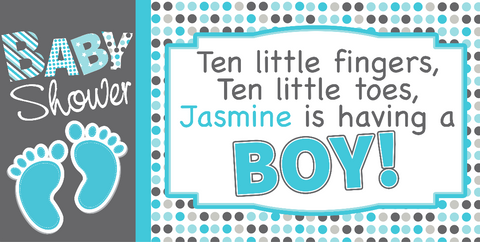 Blue Dots Fingers and Toes Baby Shower Custom Banner