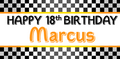 Orange and Black Checkered Birthday Custom Banner