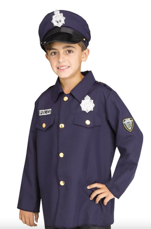 Child Police Kit Shirt & Hat Costume