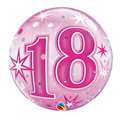 22" 18th Pink Starburst Bubble Balloon