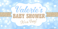 Sparkling Blue and Gold Baby Shower Custom Banner