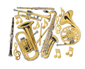 Gold Foil Musical Instrument Cutouts 15ct.