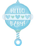 24" Baby Boy Rattle Balloon Shape #287