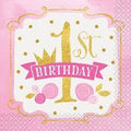 Pink & Gold 1st Birthday Beverage Napkins 16ct