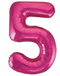 34" Hot Pink Number 5 Balloon