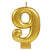 Metallic Gold Numeral 9 candle