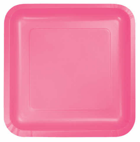 Candy Pink Square 9" Plates 18ct.