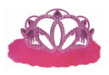 Tiara Princess Electroplated Plastic w/Marabou - Hot Pink