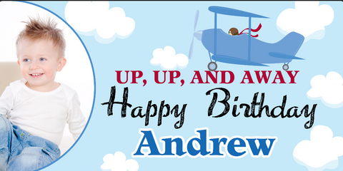 Up Up and Away Airplane Birthday Custom Banner